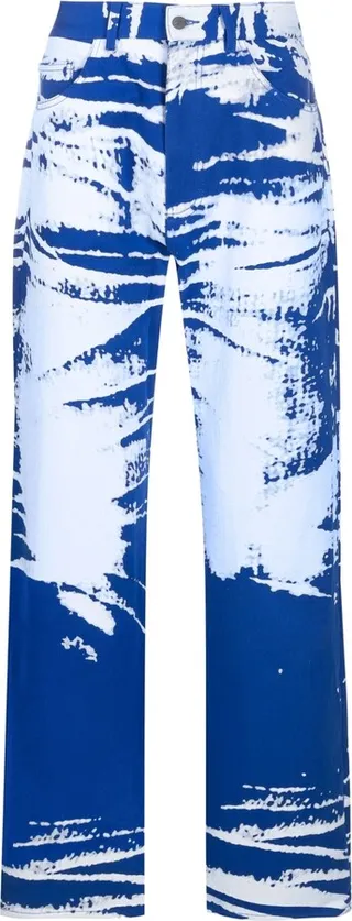 Trustworthy printed wide-leg jeans