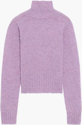 Cropped mélange brushed-wool turtleneck sweater