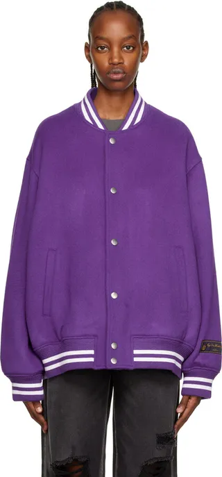 We11done Purple Oversized Bomber Jacket