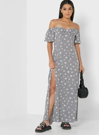 Bardot Puff Sleeve Floral Print Dress