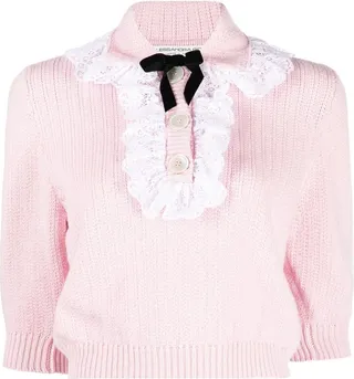 Lace-Detail Knitted Top
