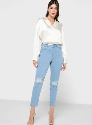 High Waist Ripped Jeans
