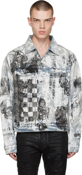 AMIRI Blue Wes Lang Edition Sketch Denim Jacket