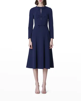Triple Bow Keyhole-Front Midi Dress