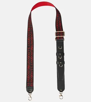 Leather-trimmed shoulder strap