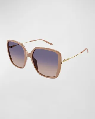 Square Acetate and Metal Sunglasses