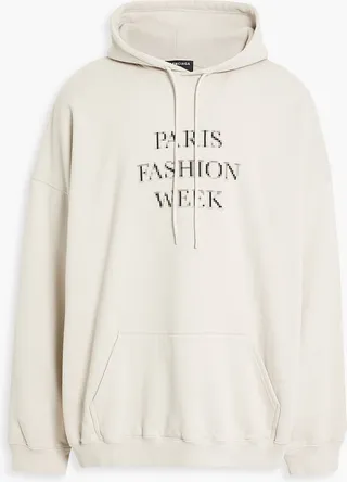 Printed cotton-fleece hoodie
