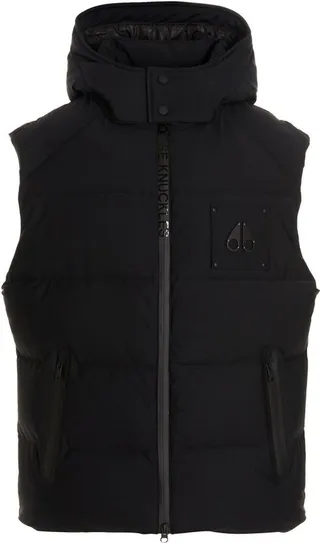 Moose Knuckles Zig-Zag Motif Front-Zip Hooded Vest