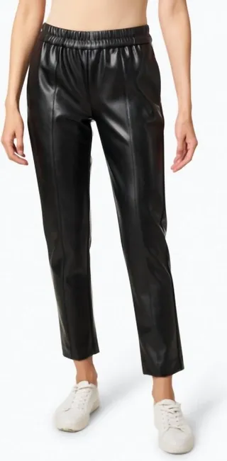 Vegan Leather Pull-On Pant in Black