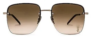 Saint Laurent Square Metal Sunglasses in Metallic Gold