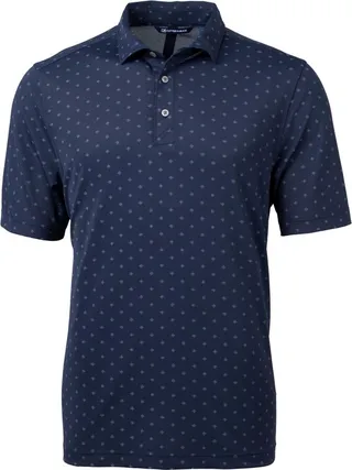 Cutter & Buck Virtue Eco Pique Tile Print Recycled Mens Big & Tall Polo - Navy Blue - 2XB
