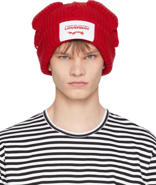 Charles Jeffrey Loverboy Red Chunky Ears Beanie