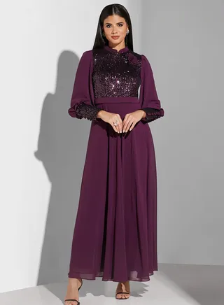 Hadia Ghaleb Shimmer Detail Dress