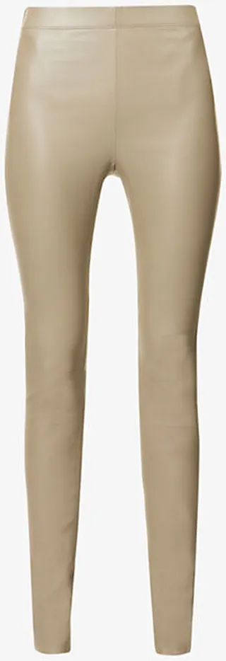Womens Pewter Skinny High-rise Leather Trousers