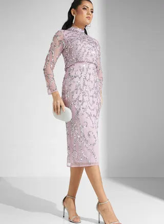 High Neck Sequin Dress