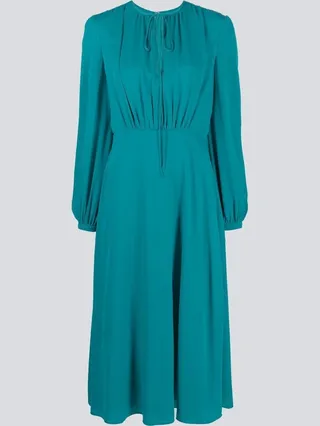 Puff-Sleeve Silk Dress