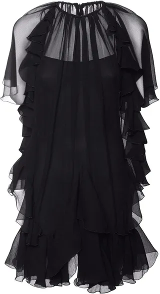 Silk chiffon volant mini dress