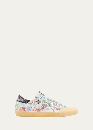 Men's Super-Star Graffiti-Print Leather Low-Top Sneakers