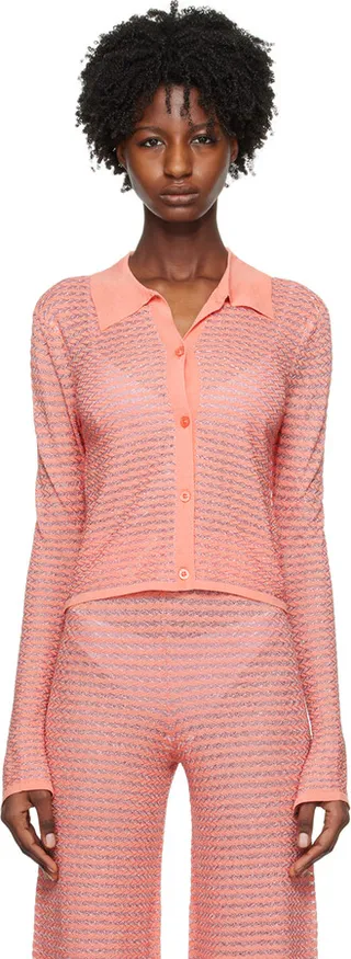 REMAIN Birger Christensen Orange Button-Up Cardigan