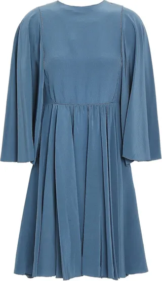 Gathered silk crepe de chine mini dress