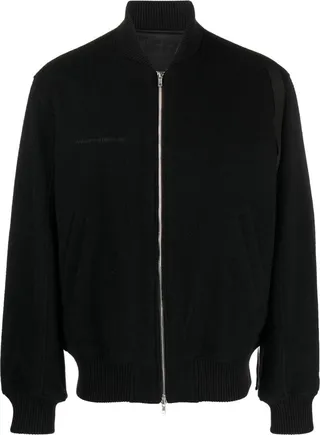 Black Logo Embroidered Bomber Jacket