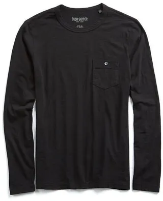 Made in L.A. Homespun Slub Long Sleeve T-Shirt in Black
