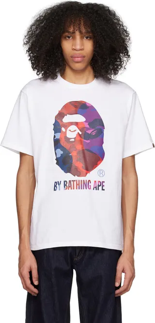 BAPE White Color Camo Crazy T-Shirt