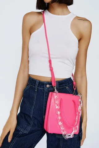 Nasty Gal Womens Faux Leather Chain Detail Bag