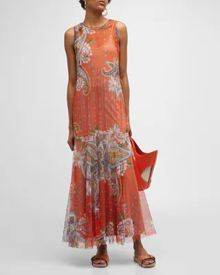 Paisley Mesh Slip Dress