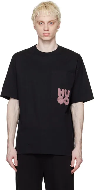 Hugo Black Graffiti-Inspired T-Shirt