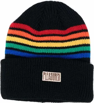 Striped Ribbed-Knit Beanie