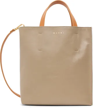 Marni Taupe & Beige Small Museo Tote