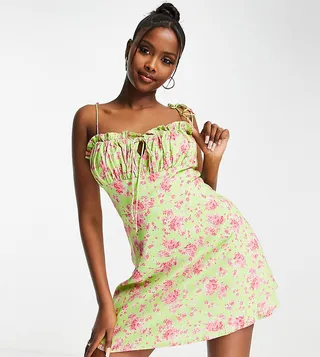 ASYOU ruched bust cami mini dress in ditsy floral