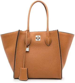 Twist-Lock Leather Shoulder Bag
