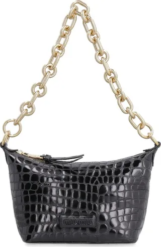 Miu Miu Logo Plaque Embossed Shoulder Bag