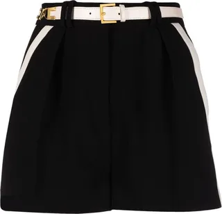 Stripe-Detail Belted Shorts