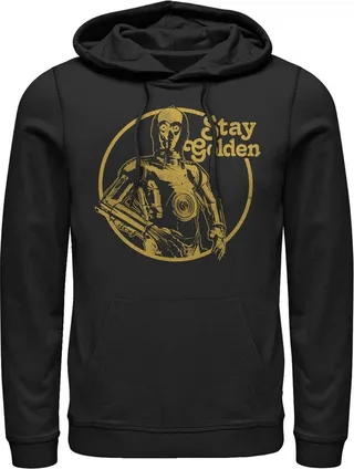 Men's Star Wars C-3PO Stayen Pull Over Hoodie - Black - 3X Large