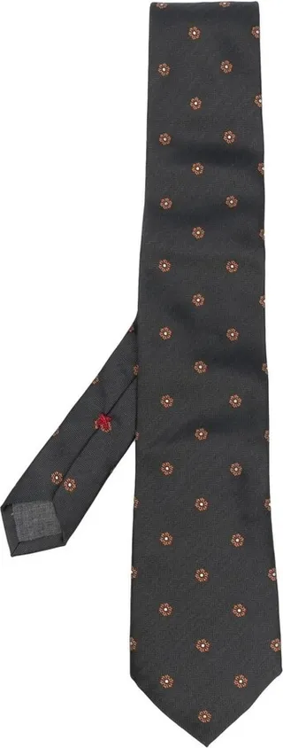 Floral-Embroidered Silk Tie
