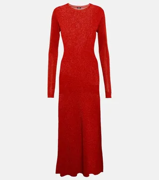Metallic knit maxi dress