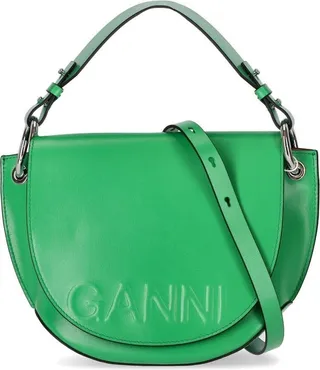 Ganni Banner Saddle Green Crossbody Bag