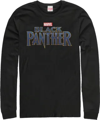 Men's Marvel Black Panther 2018 Text Logo Long Sleeve Shirt - Black - 2X Large