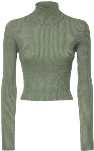 Cashmere blend rib knit crop top