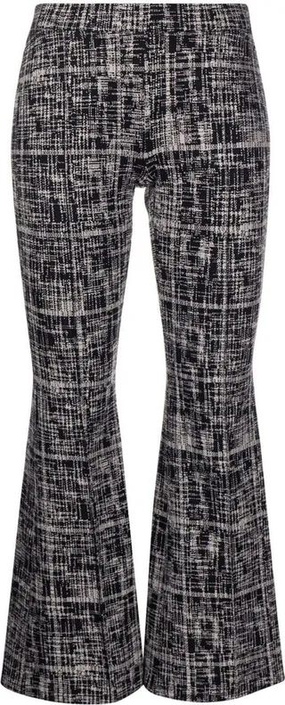 Cropped Plaid Flared Trousers