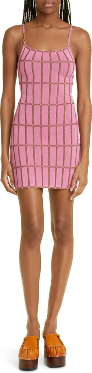 Malha Jacquard Grid Minidress