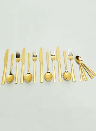 Avie 16 Piece Gold Cutlery Set