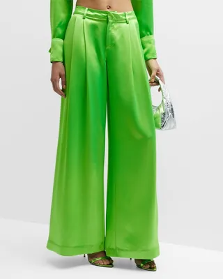 Pauletta Wide-Leg Satin Pants