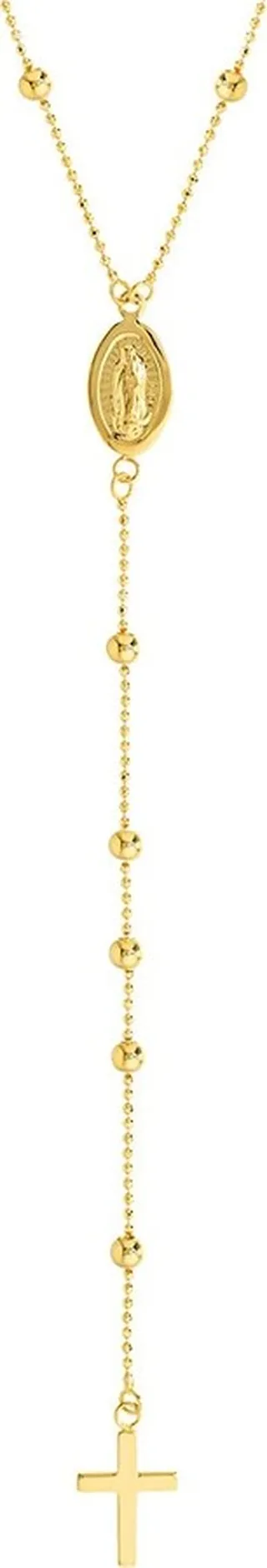 14K Yellow Gold Virgin Mary & Cross Lariat