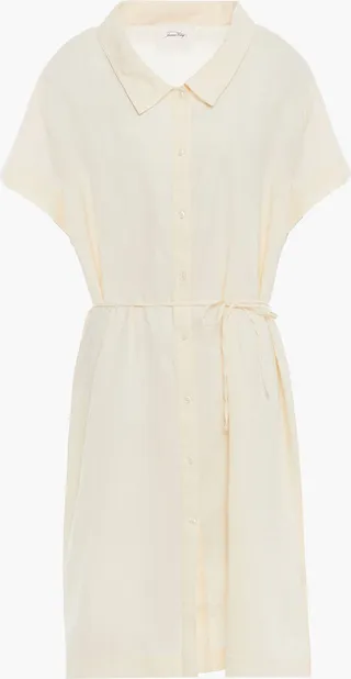 Belted cotton and linen-blend shirt dress