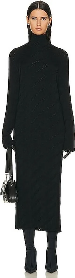 Balenciaga Destroyed Midi Dress in Black