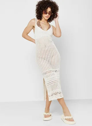 Mesh Detail Beachwear Dress